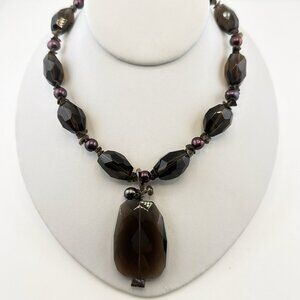 Deb Guyot Necklace Chunky Quartz Pearl Enhancer Statement Sterling Silver 925